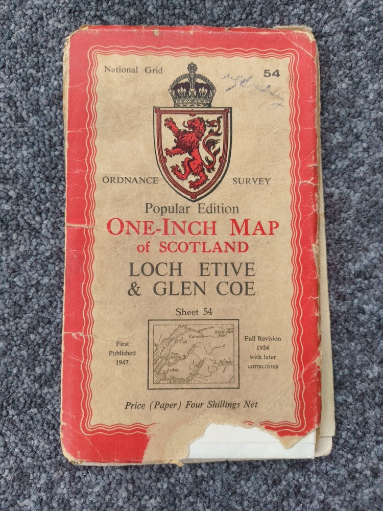 Ordnance Survey Map Sheet 54 Loch Etive And Glen Coe 1947