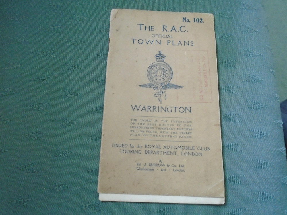 VINTAGE RAC OFFICIAL TOWN PLAN ROAD MAP – WARRINGTON No 102