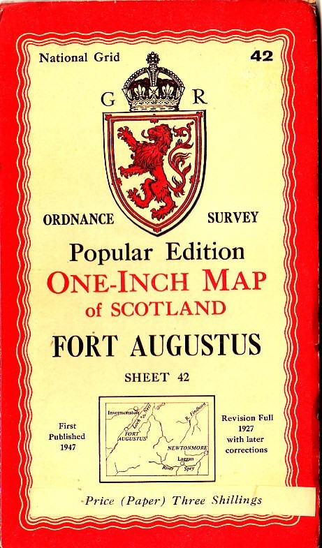 Ordnance Survey Map One Inch Popular Edition Sheet 42 Fort Augustus