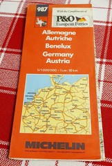 Vintage Michelin Map 987 – Germany, Austria Edition 1988 From P&O Ferries