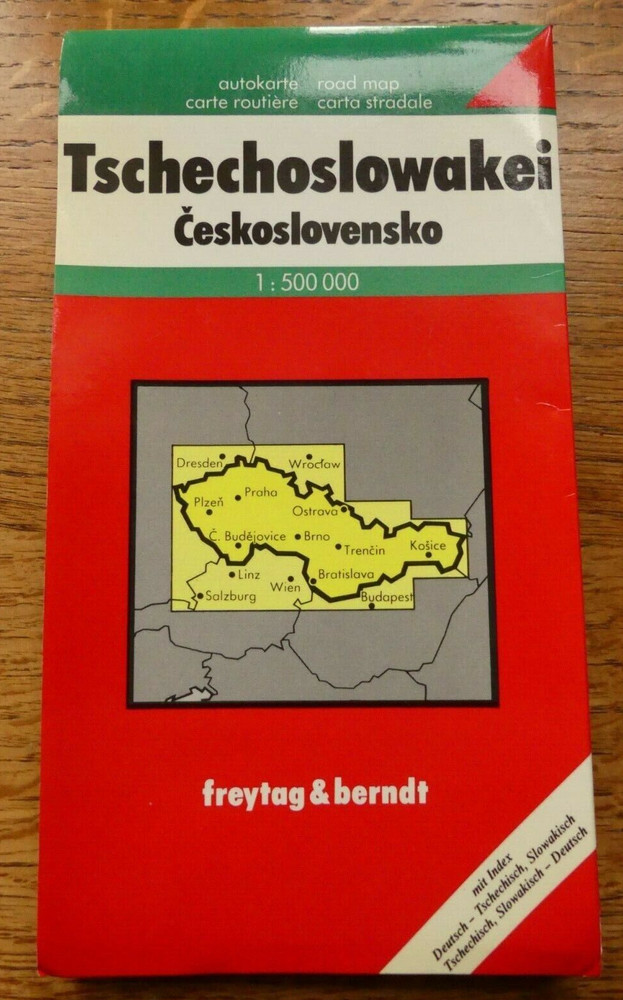 Road Map of Tschechoslowakei 1:500 000 Ceskoslovensko Freytag & Berndt