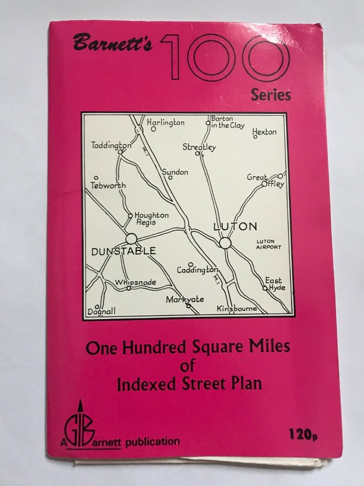Rare Vintage Barnett’s 100 Series Indexed Street Plan Of Luton & Dunstable Area