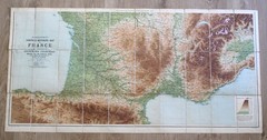Vintage Map Bartholomew’s Contour Motoring Map FRANCE 1920s 2x Cloth backed maps