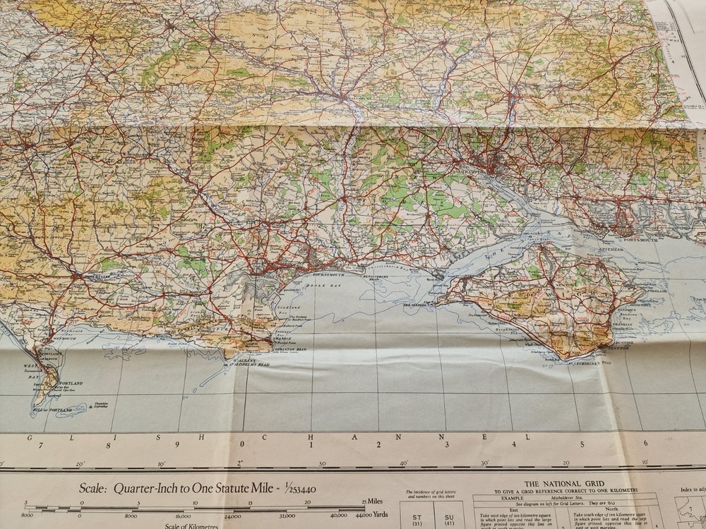 Vintage Ordanance Survey Map England, South Sheet 11 published 1945