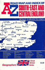AZ South East and Central England Regional Road Map and Index