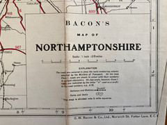 Northampton – Ever Ready Bacon’s County Map On Cloth