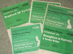 OS Ordnance Survey Pathfinder Maps: various N England 1974-1989, good condition.