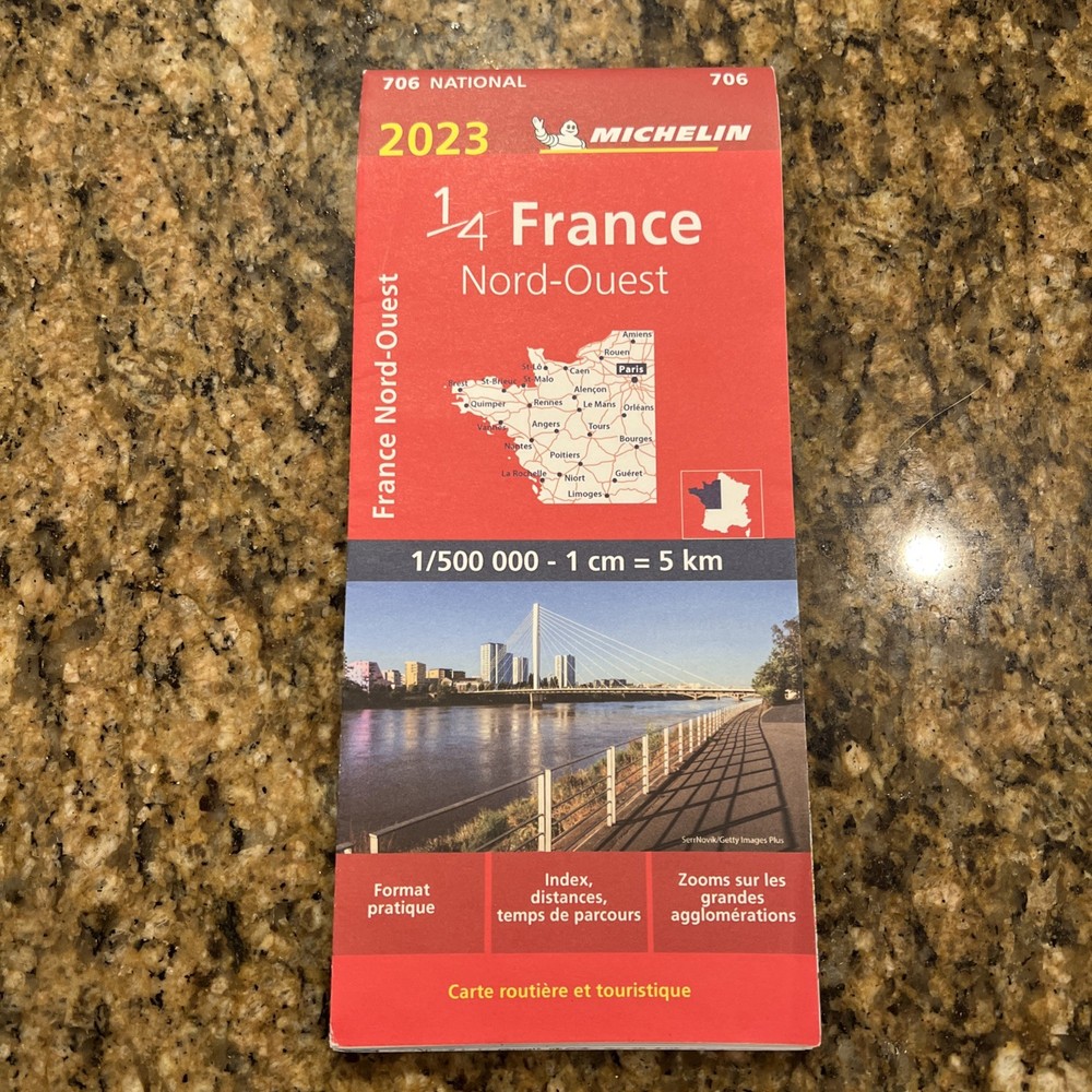 Michelin France National Road Map 1/4 Nord Ouest Region Foldable 706 2023