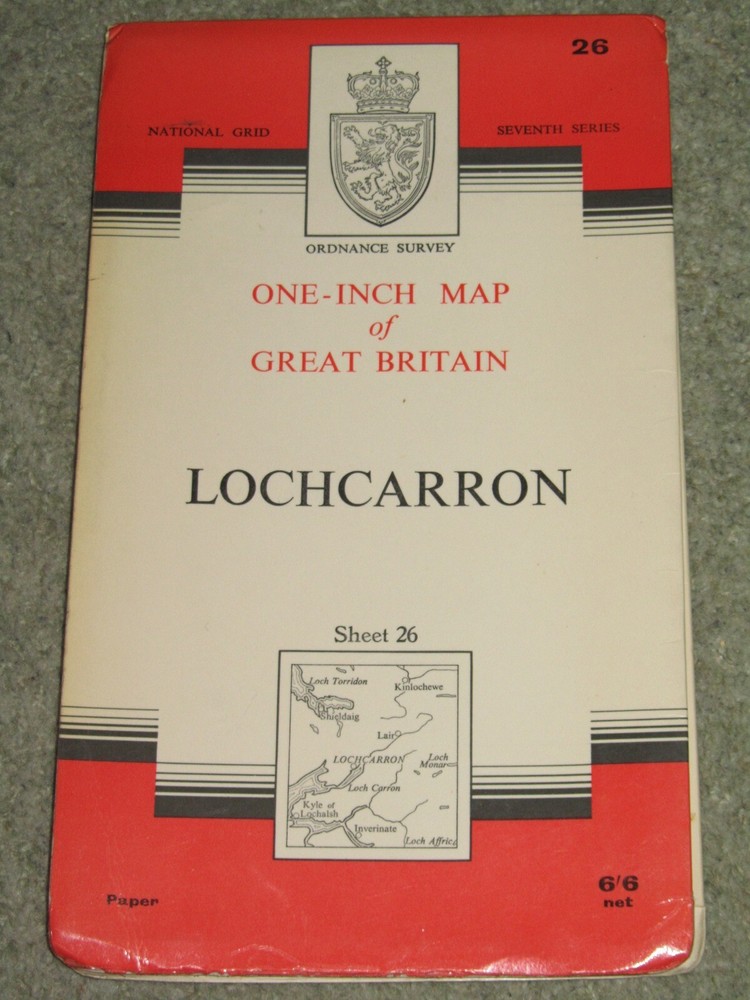 OS Ordnance Survey 1″ 7th Series: sheet 26 Loch Carron – 1965 – on paper