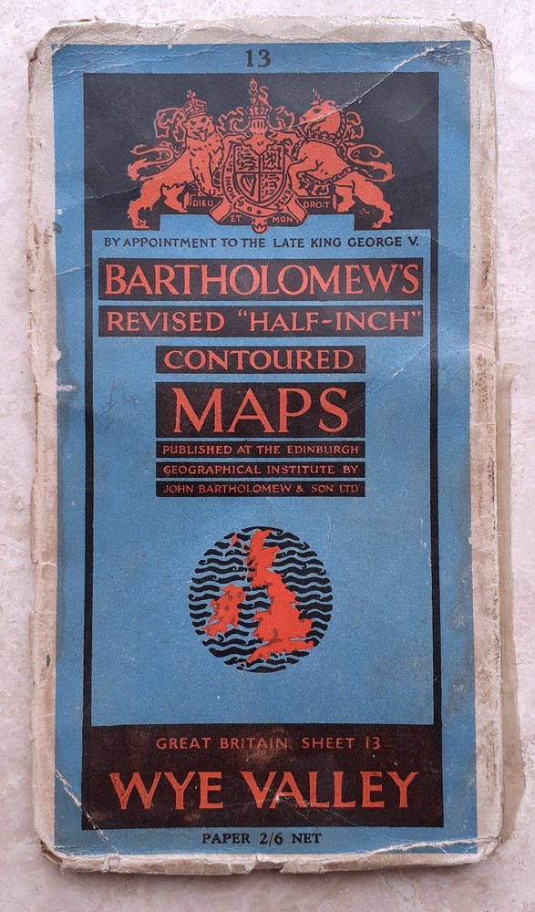 WYE VALLEY 1946 Bartholowmew’s Revised Half-Inch Contoured Map Sheet 13