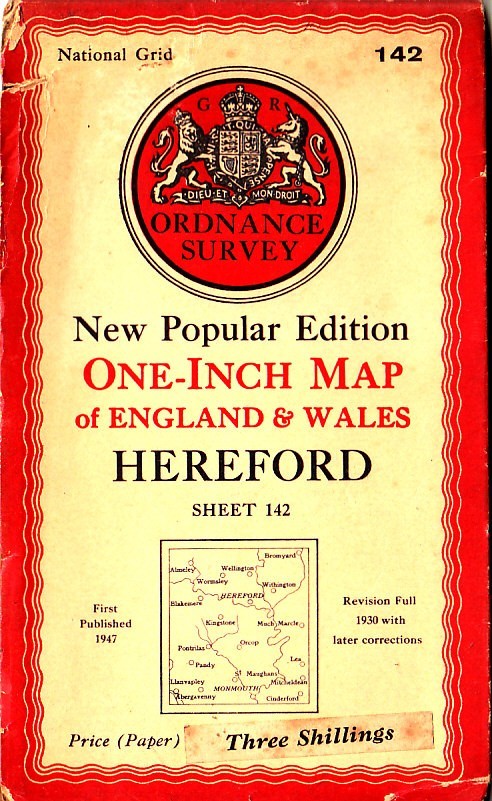 Ordnance Survey Map One Inch New Popular Ed Sheet 142 Hereford