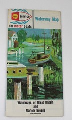 SHELL Service Waterway Map for Motor Boats Norfolk Broads 1963 Rivers Canals
