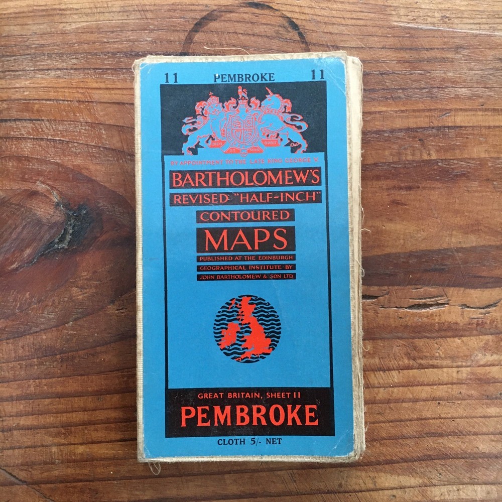 vintage Bartholomews cloth backed map of Pembroke
