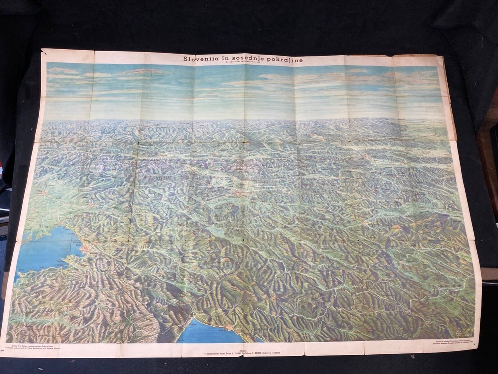 1954 RELIEF MAP, SLOVENIA AND PROVINCES, BY I. SELAN, TOURIST ASSOC. OF SLOVENIA