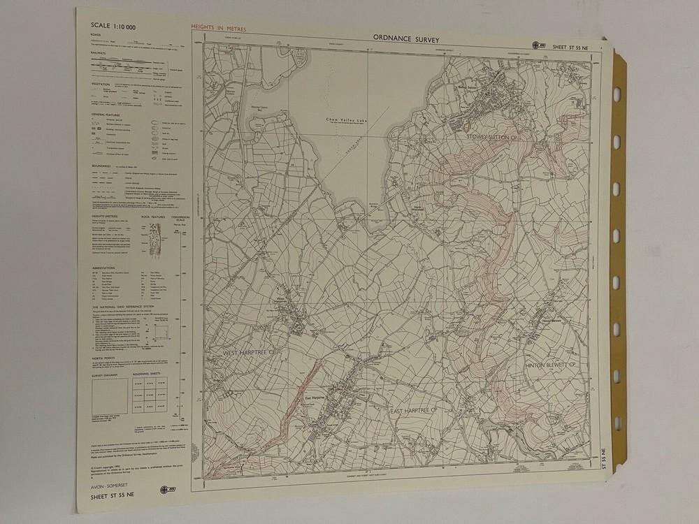 OS, 6 Inch to 1 Mile Map, sheet ST 55 NE, Somerset, Stowey Sutton area,1992