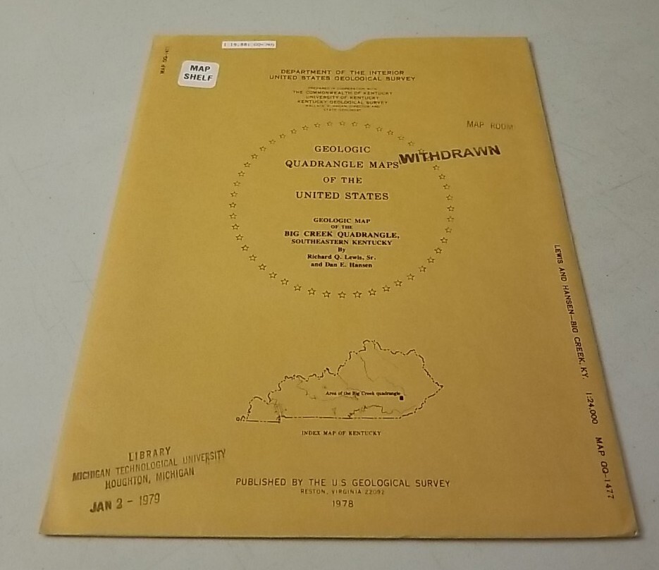 USGS Geologic Map Big Creek Quadrangle, Southeastern Kentucky w/Sleeve