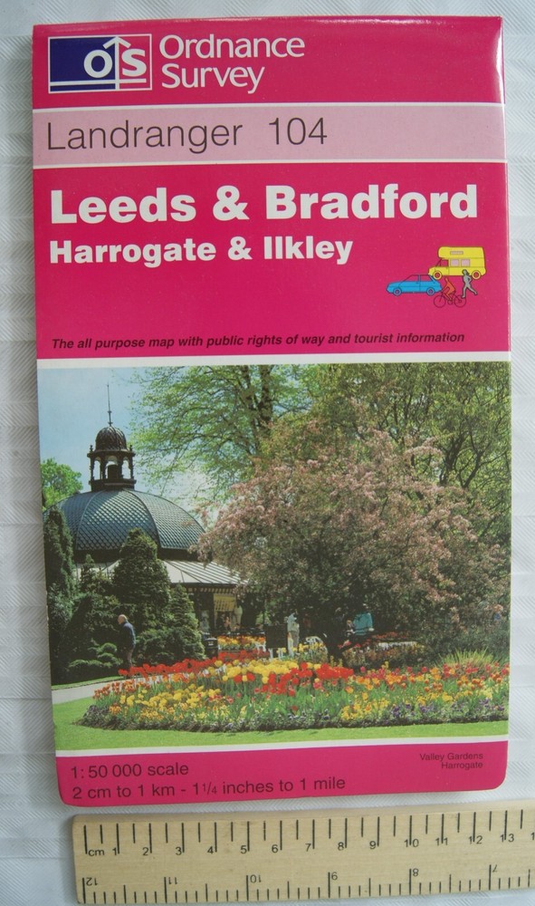 1997 OS Landranger map Sheet 104 Leeds Bradford Harrogate Ilkley, second series