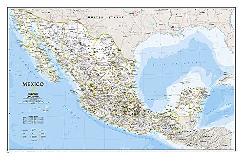 NATIONAL GEOGRAPHIC: MEXICO CLASSIC WALL MAP (34.5 X 22.5 **BRAND NEW**