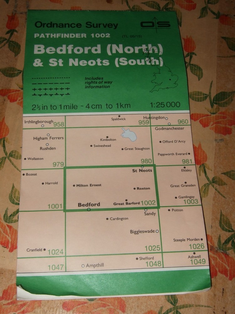 ORDNANCE SURVEY SHEET MAP PATHFINDER 1002 BEDFORD ST NEOTS NO RIPS TEARS VGC