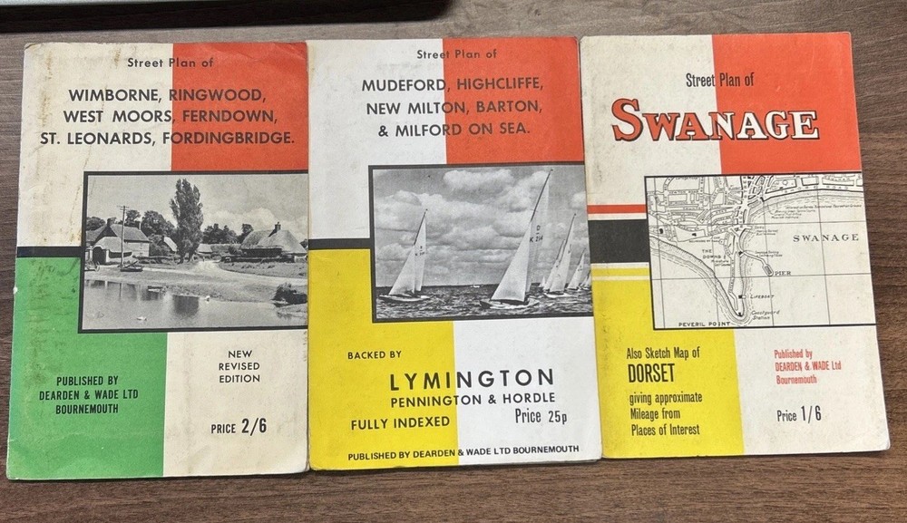 SOUTH COAST 1960s MAPS – 3 map bundle job lot New Milton Milford Swanage
