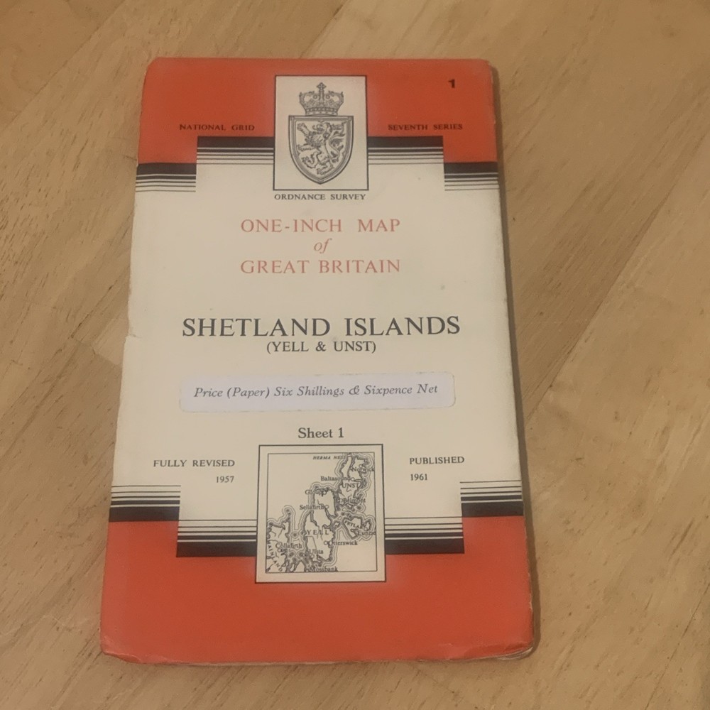 Ordnance Survey One Inch Map 1 Seventh Series Shetland Islands Yell & Unst 1961
