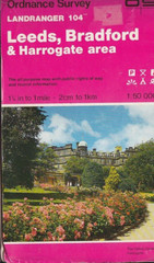 Ordnance Survey Landranger Map 1:50,000 Sheet 104 Leeds, Bradford & Harrogate
