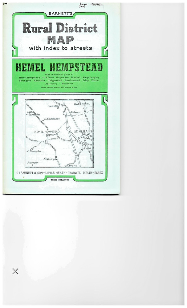 HEMEL HEMPSTEAD Rural District map by BARNETT’S – circa 1963