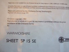 Ordnance Survey (OS) 1:10 000 Original Sheet Map, WARWICKSHIRE SP 15 SE, 1993