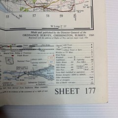 One Inch Ordnance Survey Map Sheet 177 Taunton & Lyme Regis 1966 Paper Vintage