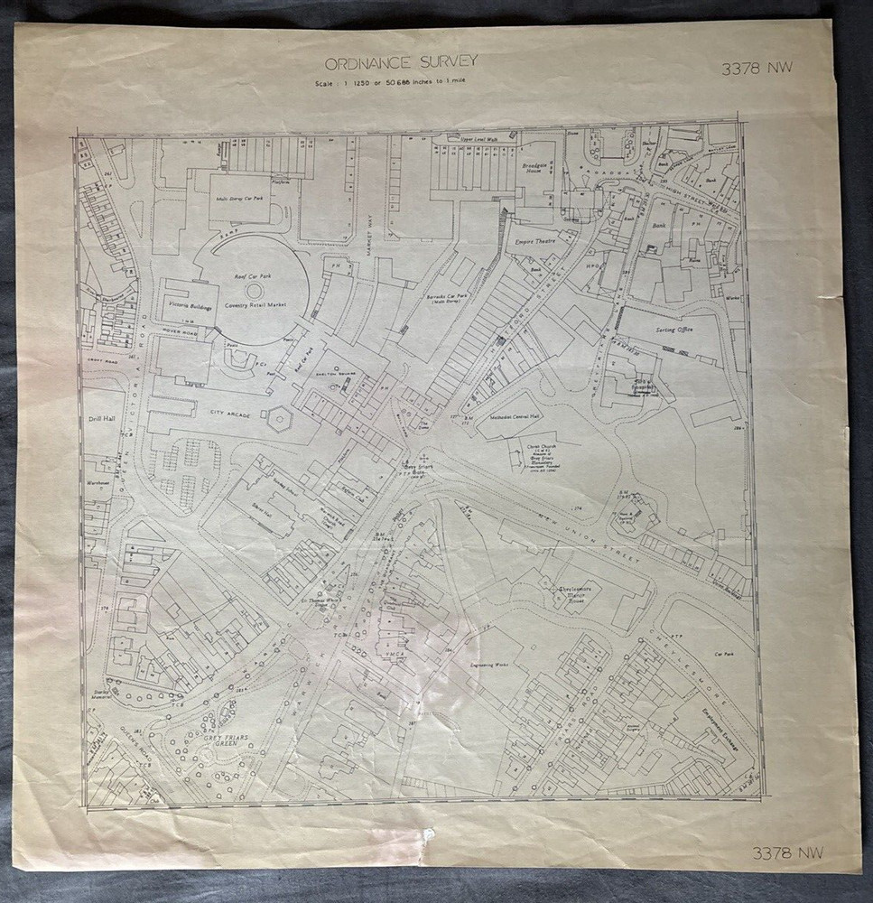 Ordnance Survey Plan SP3378 NW Sheet 1:1250 Not Dated but circa 1969 Coventry