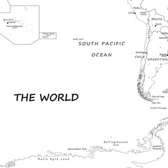 Simple World Map, Black & White Poster of the World