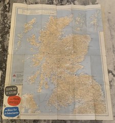 Vintage Bartholomew Touring Map of Scotland -with Youth Hostels & National Trust