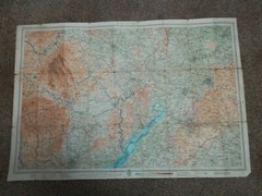 1946 CLOTH BARTHOLOMEWS HALF-INCH CONTOURED MAP WYE VALLEY SHEET 13