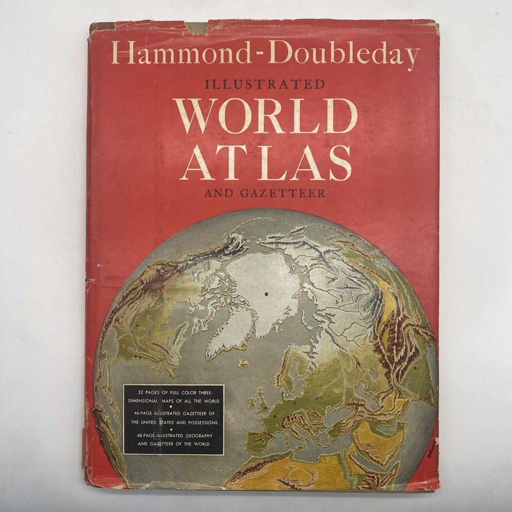 Hammond Doubleday World Atlas 1956 Vintage Hardcover With Dust Jacket