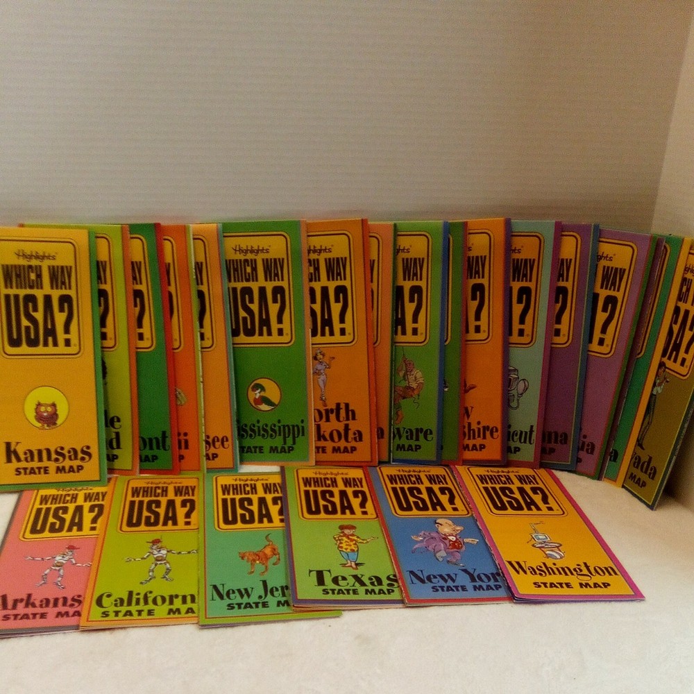 Highlight’s For Children “Which Way” USA State Maps 23 In Lot Pre-owned A+ Con