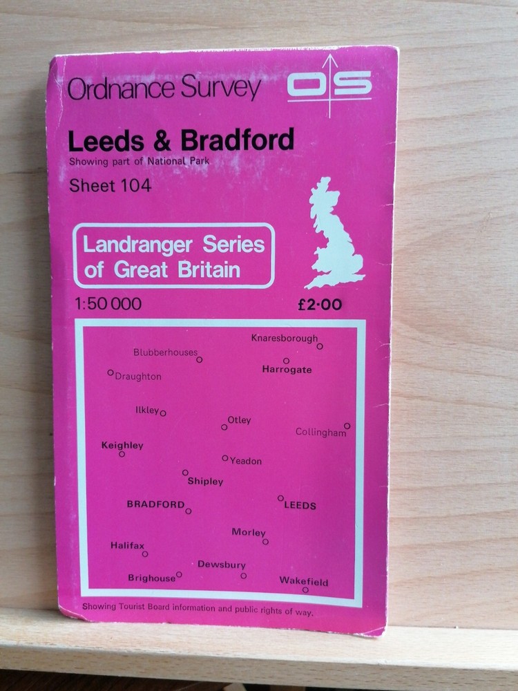 Ordnance Survey Landranger sheet 104 Leeds & Bradford 1:50,000 1st series
