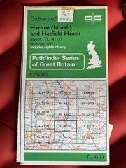 OS Ordnance Survey, Pathfinder Map, Sheet: TL 41/51, Harlow ( N) & Hatfield H