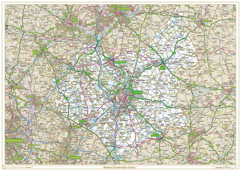 Old County Map of Leicestershire, Boundary Map of Leicestershire (pre-1974)