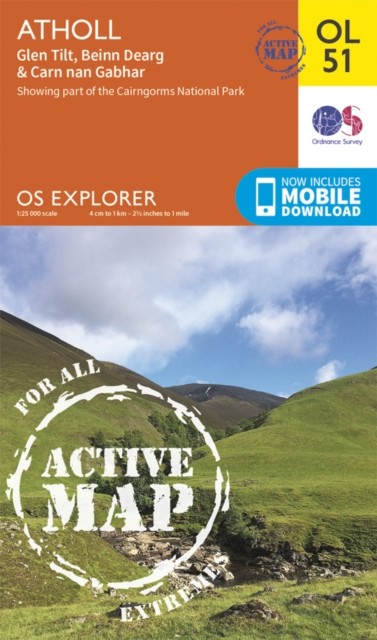 Atholl Map Weatherproof Glen Tilt Beinn Dearg Carn nan by Ordnance Survey