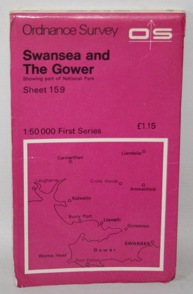 Ordnance Survey 1:50,000 Map – Swansea & The Gower – Sheet 159 – 1974