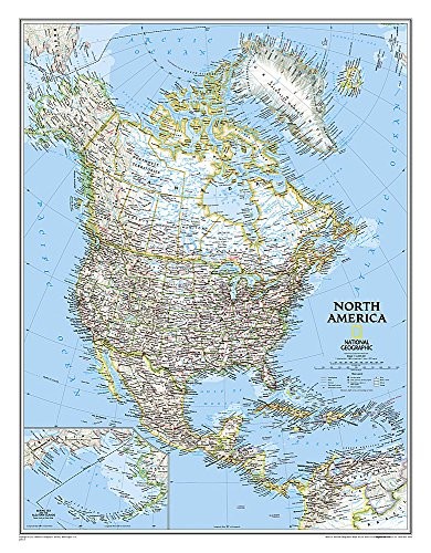NATIONAL GEOGRAPHIC: NORTH AMERICA CLASSIC WALL MAP (23.5 **BRAND NEW**