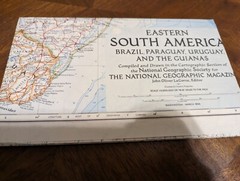 Eastern South America Vintage National Geographic Map (1955) Old Brazil Uruguay