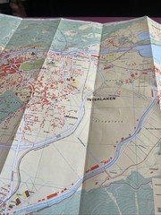 Vintage Swiss Interlaken Tourist Guide Hotel List Fold Out Map 1:10000 Scale