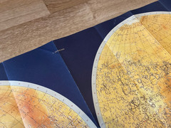 Large Map of Planet Mars West and East Hemispheres Haack Handkarte 1988