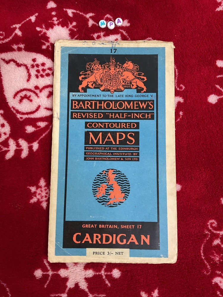Vintage Bartholowmew’s Half-Inch Contoured Map- RARE CARDIGAN