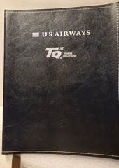 U S AIRWAYS Folder w/ World Atlas: 2003/VG/Rare/Faux Leather (see photos)