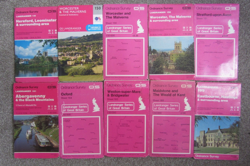 OS Landranger Midlands, Wales Southern England 1 : 50,000 Job Lot. FREE P & P