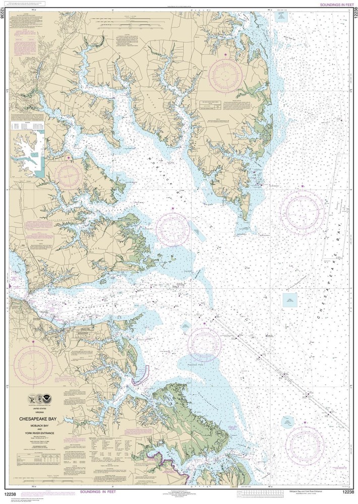 Chesapeake Bay Mobjack Bay and York River Entrance | Waterproof NOAA Chart 12238