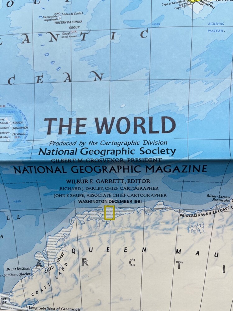 National Geographic Magazine, Folded Paper Map, World Map, DEC. 1981