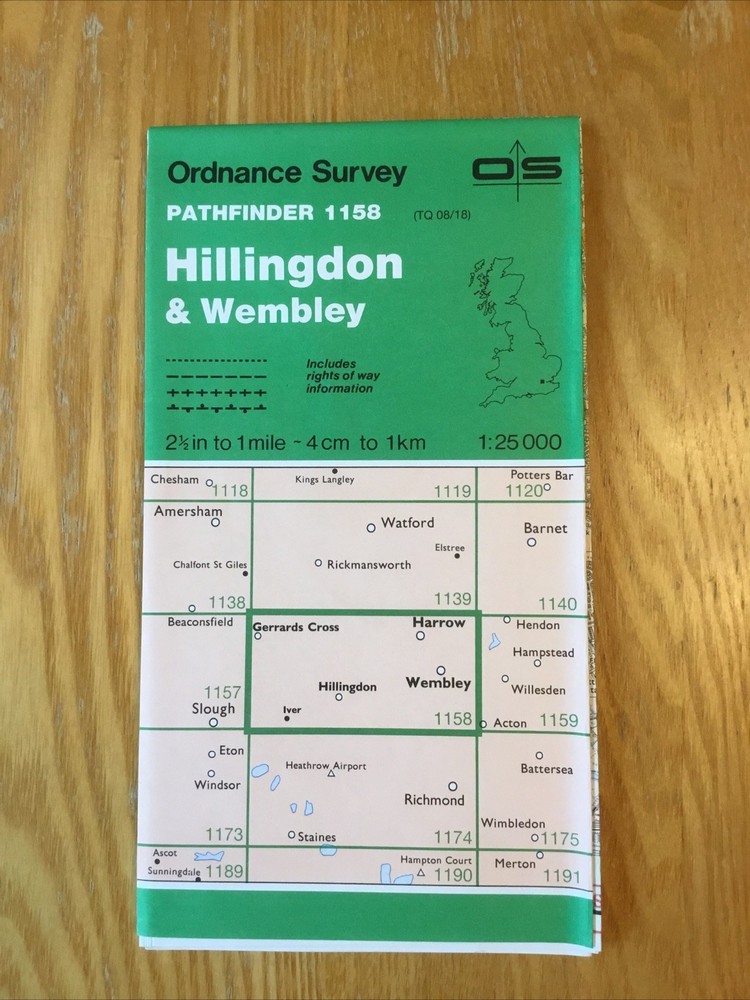 1987 Ordnance Survey Pathfinder Map 1158 TQ 08/18 Hillingdon And Wembley